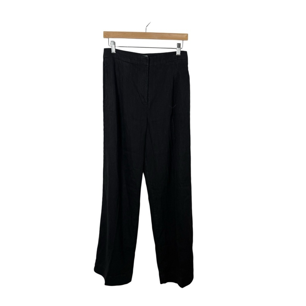 Jason Wu Women’s Linen Crochet Side Wide Leg Trousers Black Size M